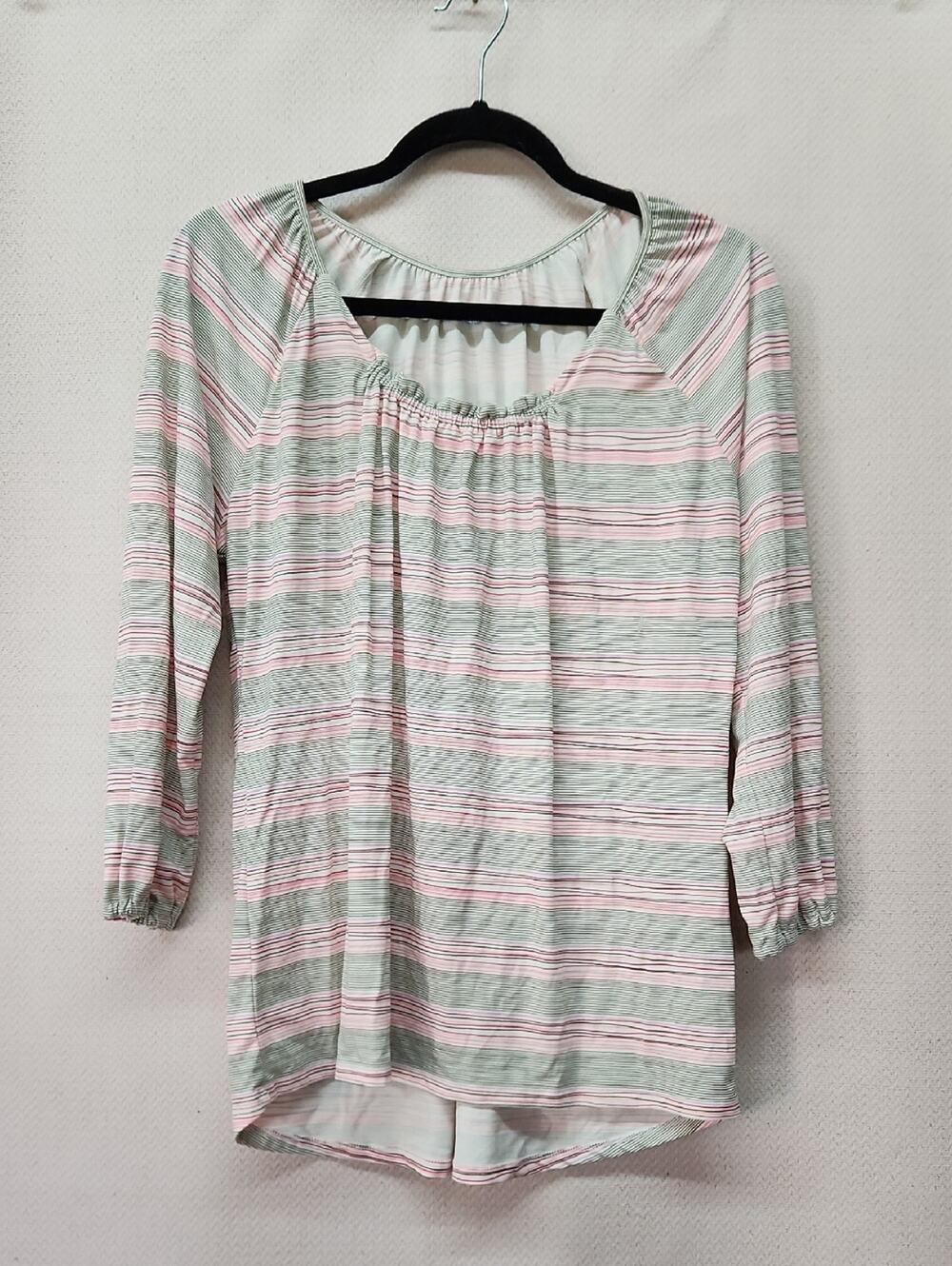 Carve Designs Pink and Sage Striped Scoop-Neck Tunic